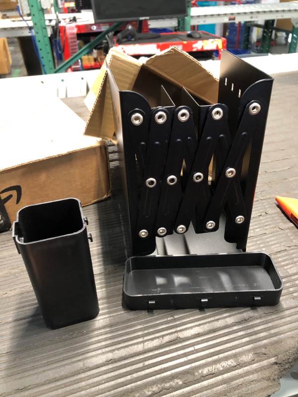 Photo 1 of 2PCS Adjustable Bookends, Metal Book Ends for Heavy Book, 2 Dividers, Nonslip Book Stander for Desk, Shelf, Office, Stationery Gift, Extends up to 19 inches (Black) 2PCS Black