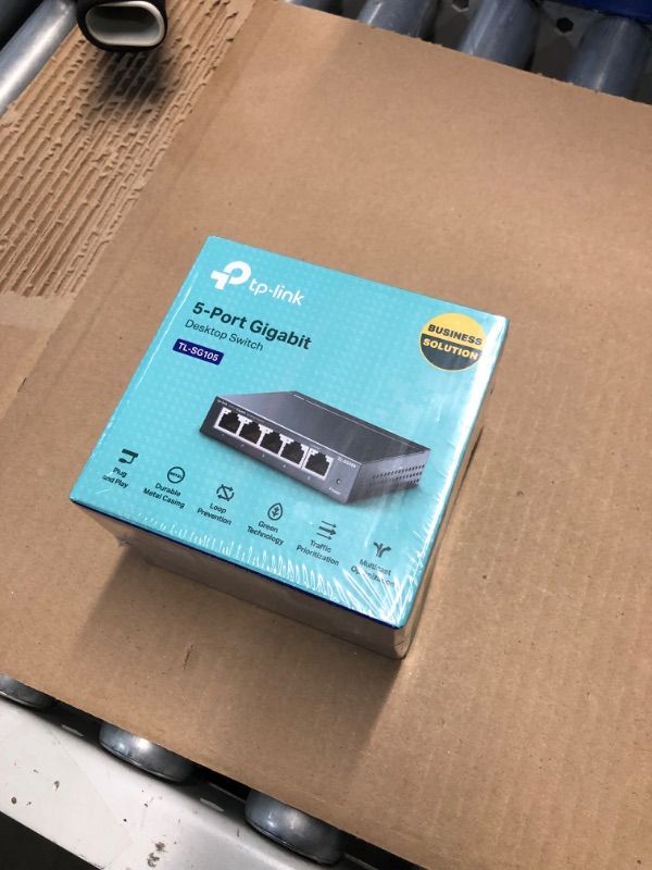 Photo 2 of ***FACTORY SEALED***
TP-Link TL-SG105, 5 Port Gigabit Unmanaged Ethernet Switch, Network Hub, Ethernet Splitter, Plug & Play, Fanless Metal Design, Shielded Ports, Traffic Optimization