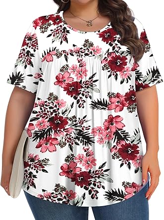 Photo 1 of ***STOCK PHOTO REFERENCE ONLY-SIZE IS 1X***
Womens Plus Size Tops Tunic Short Sleeve Crew Neck Shirts Casual Soft Blouse 1X-5X
