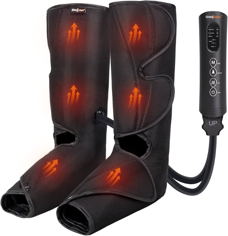 Photo 1 of ***FACTORY SEALED OPENED TO INSPECT***SHINE WELL Leg Massager for Circulation and Pain Relief, Leg Compression Massager with 2 Heating Levels 3 Modes 3 Intensities, for Neuropathy Pain, Blood Circulation, and Swelling Legs