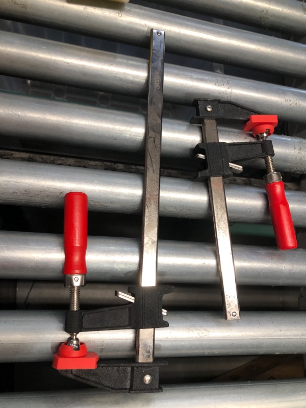 Photo 1 of **2 CLAMPS ONLY**SEE PHOTOS**
Bessey BESSEY GSCC2PK-C Clamp Set for Woodworking, F-style with Wood Handle, Replaceable Pads, 2 x 6 In and 2 x 12 In, 600 lb, Red/Black/Silver 2 x 6 IN and 2 x 12 In. 600 lb (Set of 2)