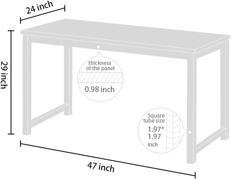 Photo 4 of (READ FULL POST) Modern Studio Collection Soho Computer Office Desk Simple Study Table Sturdy Writing Desk Workstation for Home Office, 47 Inch, Walnut with White Metal Frame 5.0 Walnut 1