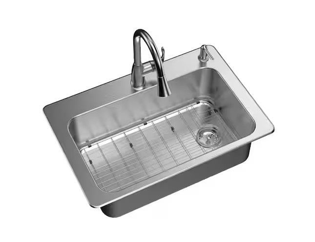 Photo 1 of ***READ CLERK NOTES*** 33 in. Drop-In Single Bowl 18 Gauge Stainless Steel Kitchen Sink with Pull-Down Faucet
