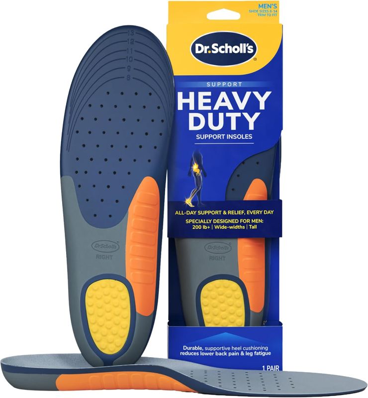 Photo 1 of ***Box Opened*** Dr. Scholl's Heavy Duty Support Insole Orthotics, Big & Tall, 200lbs+, Wide Feet, Shock Absorbing, Arch Support, Distributes Pressure, Trim to Fit Inserts, Work Boots & Shoes, Men Size 8-14, 1 Pair
