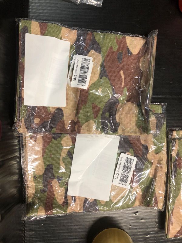 Photo 2 of ***PACK OF 2*** Linen 13x72 Camo Table Runner Army Military Camouflage Soldier Hunting Themed Birthday Party Dinner Table Decoration for Home Kitchen Dining