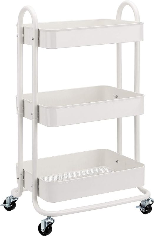 Photo 1 of ***STOCK PHOTO REFERENCE ONLY***Basics 3-Tier Rolling Utility or Kitchen Cart - White
