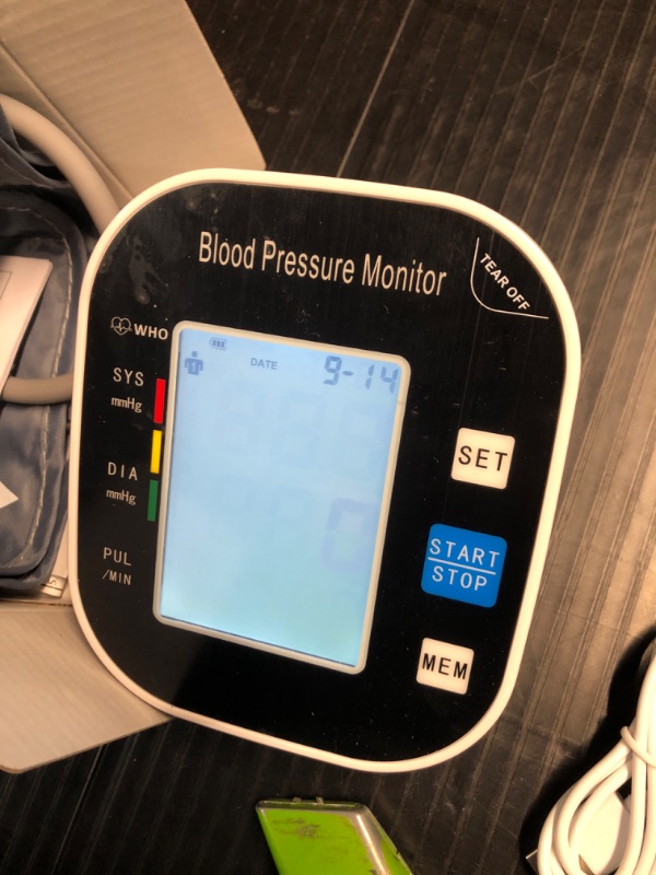 Photo 2 of ***ITEM TESTED FOR POWER, UNABLE TO TEST FURTHER*** laukum Blood Pressure Monitor for Home Use - Automatic BP Machine with Large Backlit Display High Accuracy for 2 Users with 22-42cm Arm Cuff & Storage Bag (Black)