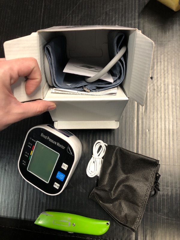 Photo 3 of ***ITEM TESTED FOR POWER, UNABLE TO TEST FURTHER*** laukum Blood Pressure Monitor for Home Use - Automatic BP Machine with Large Backlit Display High Accuracy for 2 Users with 22-42cm Arm Cuff & Storage Bag (Black)