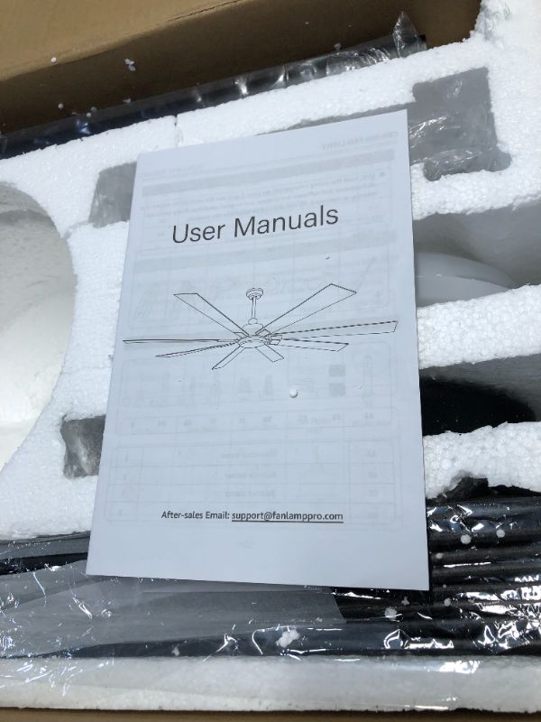 Photo 4 of ***USED - LIKELY MISSING PARTS - UNABLE TO VERIFY FUNCTIONALITY***
ZMISHIBO 72 inch Large Ceiling Fans with Lights and Remote, Indoor/Outdoor Black Modern Ceiling Fan for Kitchen Living Room Patio, 6 Speed Reversible Quiet DC Motor, 3 CCT, Dual Finish 8 B