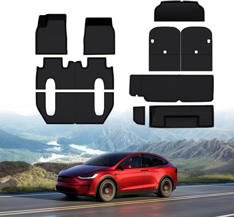 Photo 1 of 
Roll over image to zoom in
BASENOR 10PCS Floor Mats for Tesla Model X 6-Seater All Weather Protection XPE Car Mats Anti-Slip Trunk Mat Cargo Liners Back Seat Cover Model X Plaid Accessories 2022-2024