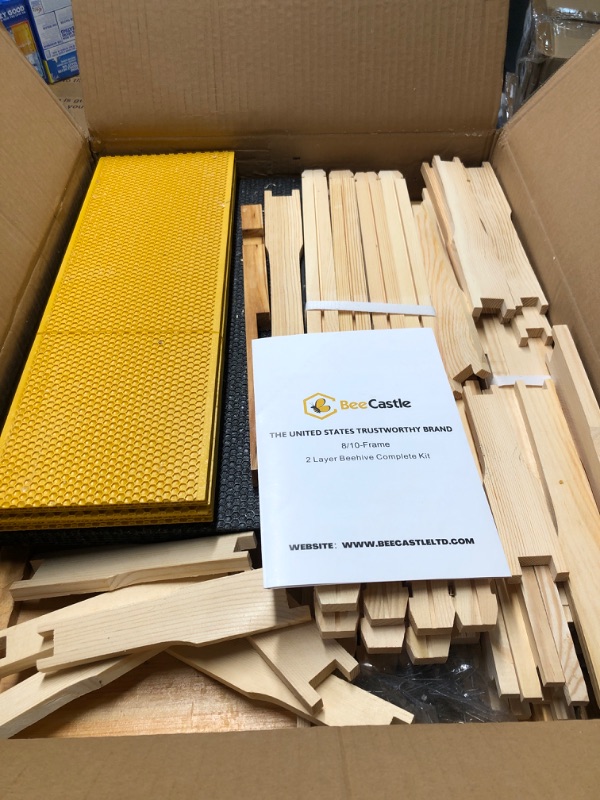 Photo 2 of ***USED - LIKELY MISSING PARTS - UNABLE TO VERIFY FUNCTIONALITY***
8 Frame Bee Hive Complete Beehive Kit, 100% Beeswax Coated Bee Hive Includes Frames and Beeswax Coated Foundation Sheet (2 Layer)