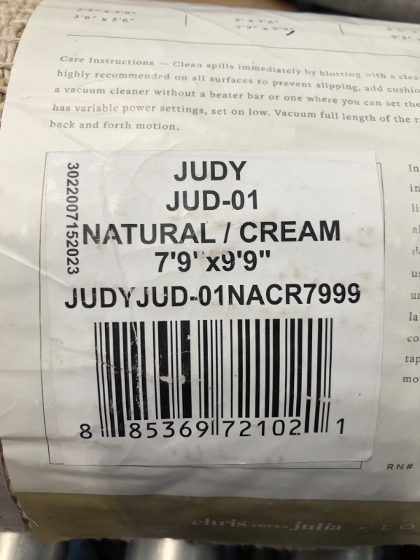 Photo 3 of ***USED - DIRTY - NO PACKAGING***
Loloi Chris Loves Julia Judy Collection JUD-01 Natural/Cream 7'-9" x 9'-9" Area Rug Natural / Cream 7'-9" x 9'-9"