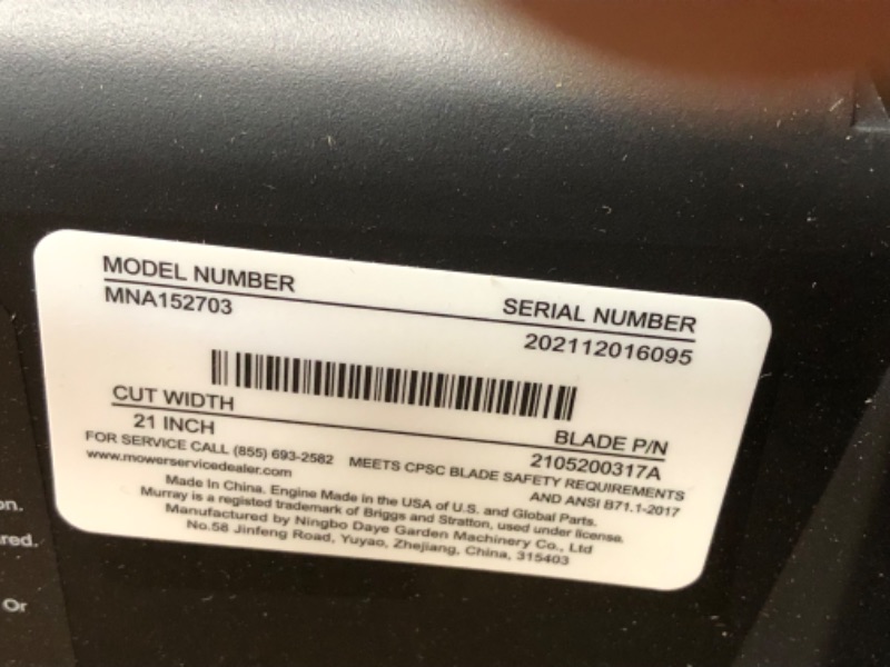 Photo 4 of **missing mulch bag** Murray 21 in. 140 cc Briggs and Stratton Walk Behind Gas Push Lawn Mower with Height Adjustment and with Mulch Bag