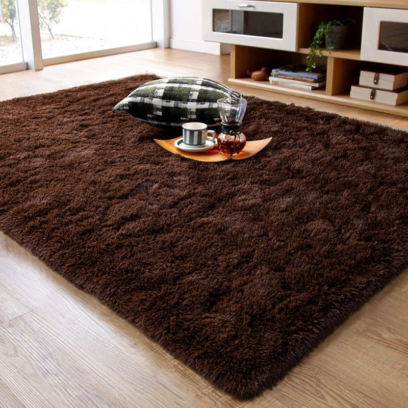 Photo 1 of (READ FULL POST) Ompaa Fluffy Area Rugs, Super Soft Shaggy Rug Fuzzy Long Fur Carpets for Bedroom Living Room Decor, 5 x 8 Feet Brown
