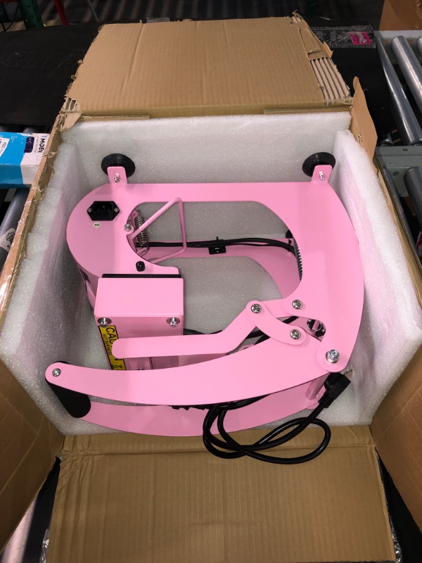 Photo 3 of (READ FULL POST) Heat Press Machine for Hats,Curved Element Press Clamshell Design,LCD Digital Timer Temperature Control with 2pcs Curved Heating Elements(5.5"x3.8", 5"x3.4")-Pink Heat Hats-Pink