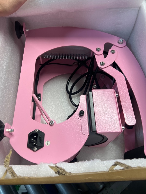 Photo 2 of (READ FULL POST) Heat Press Machine for Hats,Curved Element Press Clamshell Design,LCD Digital Timer Temperature Control with 2pcs Curved Heating Elements(5.5"x3.8", 5"x3.4")-Pink Heat Hats-Pink