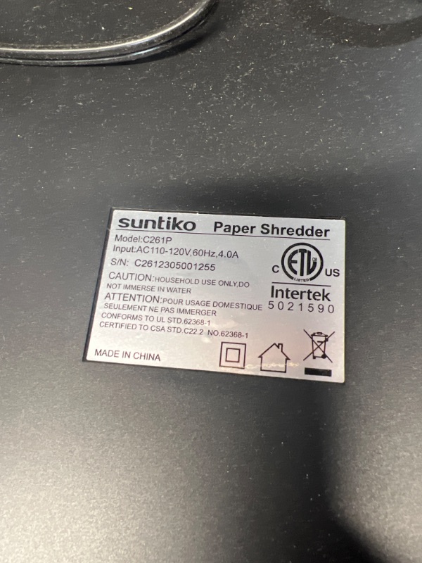 Photo 3 of **NONREFUNDABLE**FOR PARTS OR REPAIR**SEE NOTES**
Paper Shredder, 18-Sheet Cross Cut Level P-4, Shred Paper/Credit Card/CD, with Large Pull Out Bin?Insert Auto Jam Proof System Shredder for Home&Office