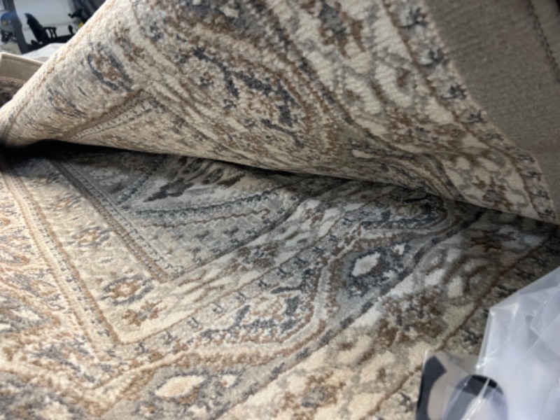 Photo 2 of **USED**
Area Rug Living Room Rugs - 9x12 Washable Boho Rug Vintage Oriental Distressed Farmhouse Large Thin Indoor Carpet for Living Room Bedroom Under Dining Table Home Office - Brown Blue
