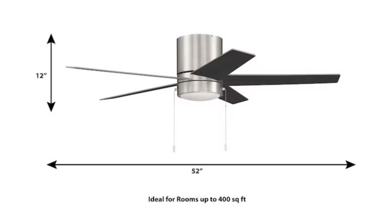 Photo 5 of (READ FULL POST) Harbor Breeze Quonta 52-in Brushed Nickel with Matte Black/Brushed Nickel Blades Integrated LED Indoor Flush Mount Ceiling Fan with Light (5-Blade)

