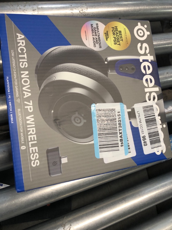 Photo 2 of (damage to stickers)
SteelSeries Arctis Nova 7P Wireless Multi-Platform Gaming Headset — Neodymium Magnetic Drivers — 2.4GHz + Bluetooth — 38Hr USB-C Battery — Gen2 AI Mic — PlayStation