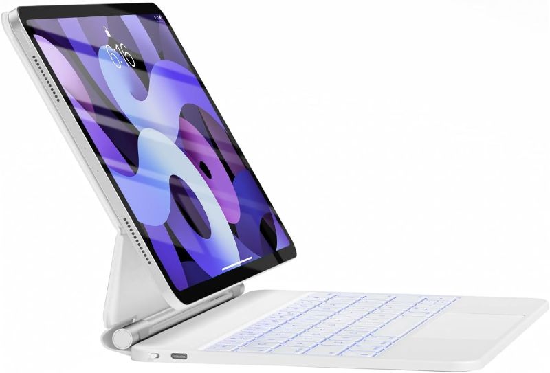 Photo 1 of (READ FULL POST) QUARK Magic Floating Keyboard Case iPad Pro 11-inch (4th,3rd, 2nd,1st Gen), iPad Air 11-inch (M2) 2024 and 10.9”iPad Air (4/5 Generation) with Multi-Touch Trackpad/Backlit Keys, WHITE 
