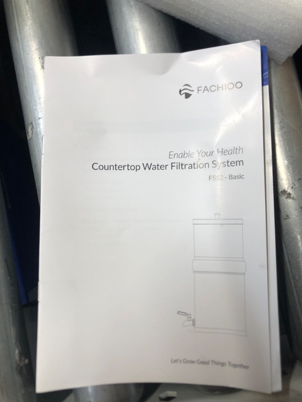 Photo 1 of ***USED - LIKELY MISSING PARTS - UNABLE TO VERIFY FUNCTIONALITY***
2.25G Stainless Steel Gravity-Fed Water Filter System with 2 Black Purification Filter and Metal Spigot, NSF/ANSI 42 Certification, Reduces up to 99% of Chlorine, for Home, Camping, Outdoo