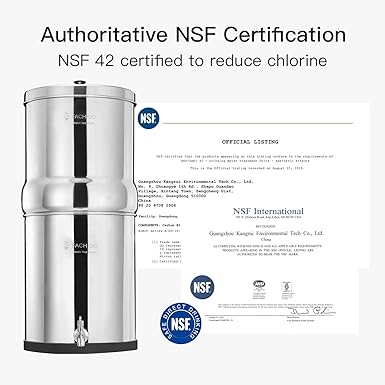 Photo 1 of ***USED - LIKELY MISSING PARTS - UNABLE TO VERIFY FUNCTIONALITY***
2.25G Stainless Steel Gravity-Fed Water Filter System with 2 Black Purification Filter and Metal Spigot, NSF/ANSI 42 Certification, Reduces up to 99% of Chlorine, for Home, Camping, Outdoo