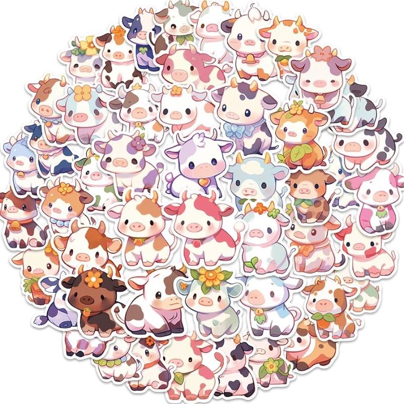 Photo 1 of **BUNDLE**No Returns**(4 packs) 50 Pieces Kawaii Cow Stickers 