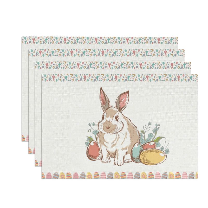 Photo 1 of **BUNDLE**No Returns**(2 qty) Bunny Rabbit Eggs Easter Placemats Set of 4 per pack