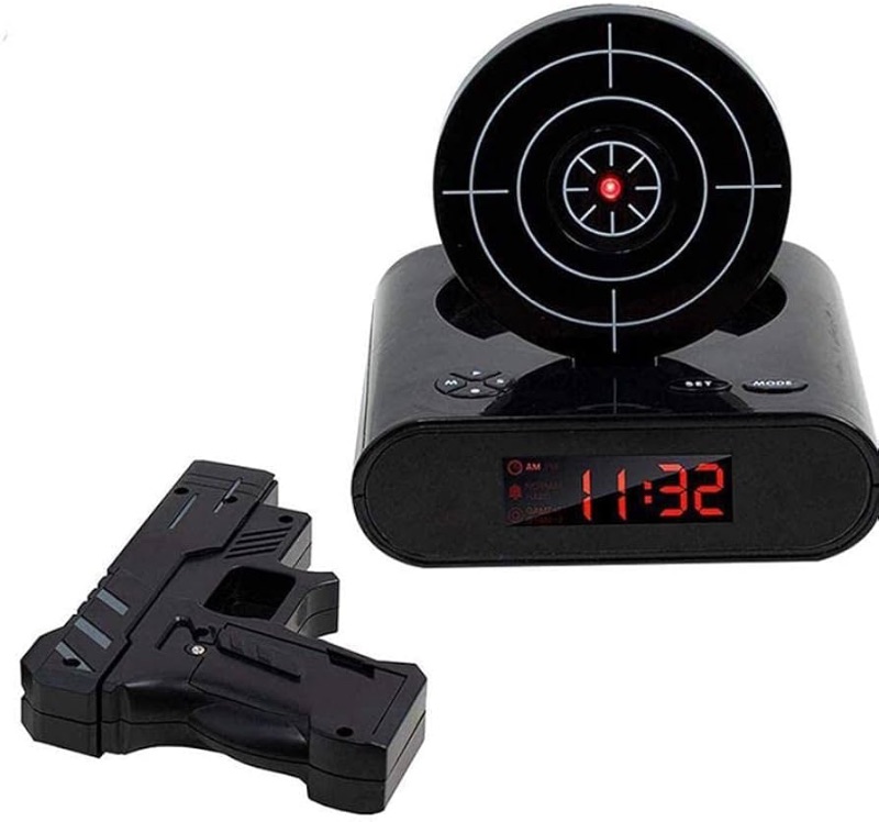 Photo 1 of Target Alarm Clock for Heavy Sleeper, Creative Gun Alarm Clock, Shoot-to-Stop Alarm Clock, Gift for Kids Adults