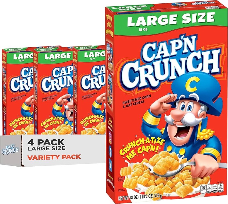 Photo 1 of **NO RETURNS**EXP 5/24**Cap’n Crunch Cereal, Original, Boxes, 18 Oz, Pack of 4