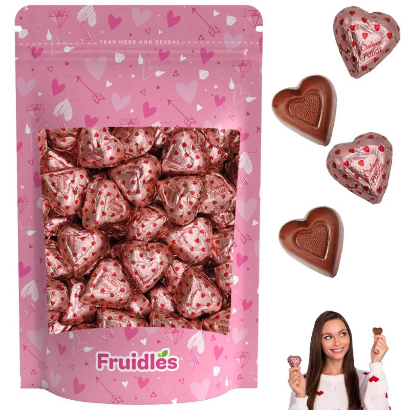 Photo 1 of **NO RETURNS**EXP 4/30/24**Valentine's Milk Fudge Chocolate Hearts, Milk Creamy Chocolaty Hearts, Holiday Treats, Individually Wrapped Foils, Kosher Certified Dairy (2 Pounds)