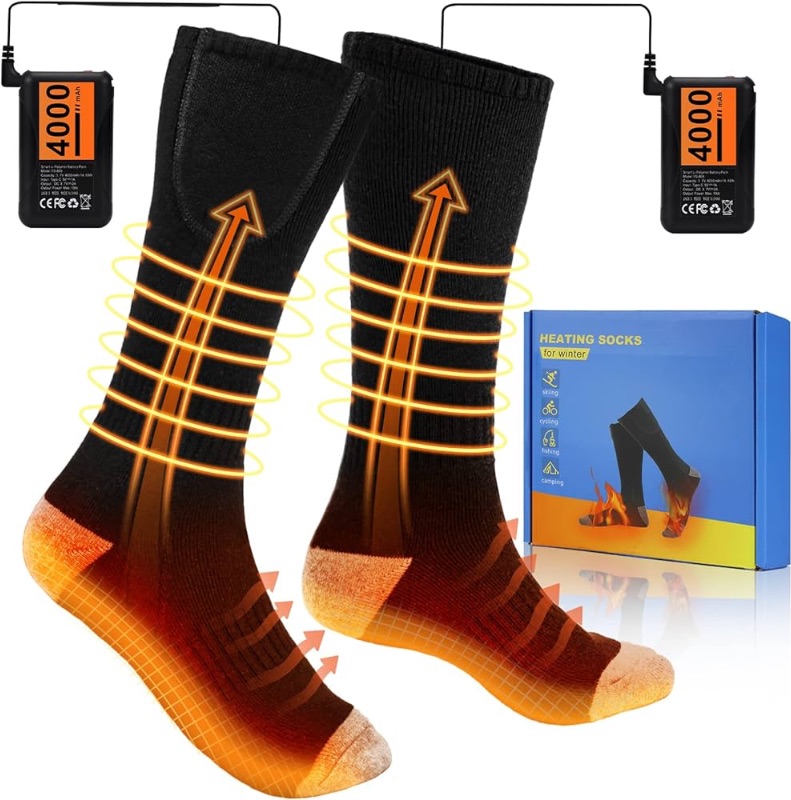 Photo 1 of (PARTS ONLY/ NO RETURNS OR REFUNDS)  Heated Socks, Electric Heated Socks for Men Women, Rechargeable Battery Heat Insulated Sox Up to 8 Hours, Winter Washable Thermal Socks Foot Warmer for Outdoor Camping Skiing Fishing Hunting