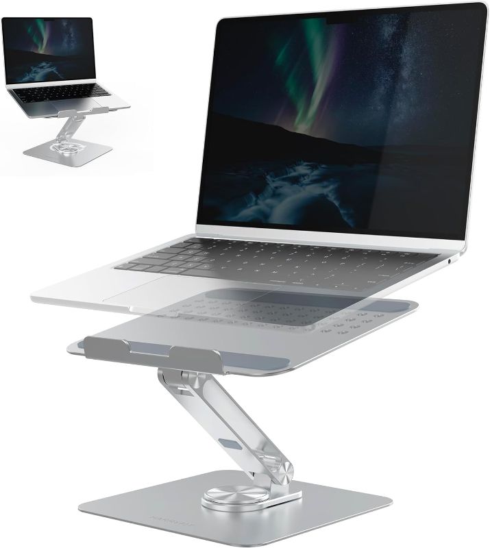 Photo 1 of Adjustable Laptop Stand for 10-17 Inch Laptops, Rotatable, Ergonomic, Portable, Foldable, Metal, Broad Compatibility