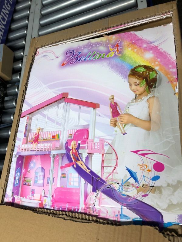 Photo 1 of All Plastic Large Doll House, 2023 Dollhouse with Play Kitchen& Big Furnitures, Lights&Music, 2-Story& 6 Rooms Playhouse Toys Gifts for 3 to 12 Year Olds Girls Kids Toddlers