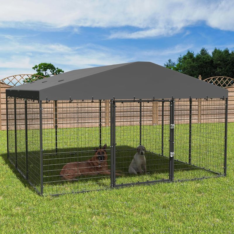 Photo 1 of [NONREFUNDABLE, FOR PARTS/ READ NOTES]
**STOCK PHOTO FOR REFERENCE**
Large Dog Kennel Outdoor with Waterproof Roof Cover, Dog Cage Heavy Duty Dog Enclosures w/Upgraded Metal Mesh and Door Locks
