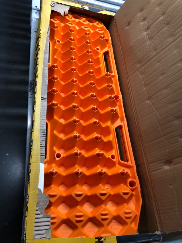 Photo 2 of BUNKER INDUST Off Road Traction Boards, Pair Recovery Tracks Traction Mat for 4x4 Truck Jeep SUV, Mud, Snow, Sand Ramp-Orange Emergency Tire Traction Pads