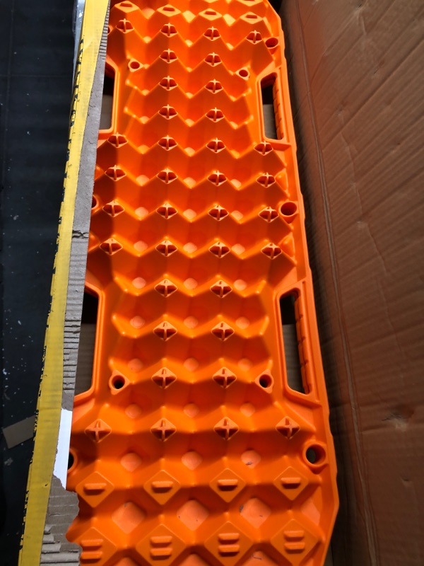 Photo 3 of BUNKER INDUST Off Road Traction Boards, Pair Recovery Tracks Traction Mat for 4x4 Truck Jeep SUV, Mud, Snow, Sand Ramp-Orange Emergency Tire Traction Pads