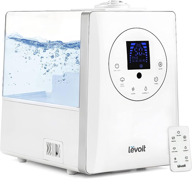 Photo 1 of [READ NOTES]
LEVOIT Humidifiers for Bedroom Large Room Home, 6L Warm and Cool Mist Ultrasonic Air Vaporizer for Plants and Whole House, Built-in Humidity Sensor, Essential Oil Diffuser, Whisper Quiet, Timer, White
