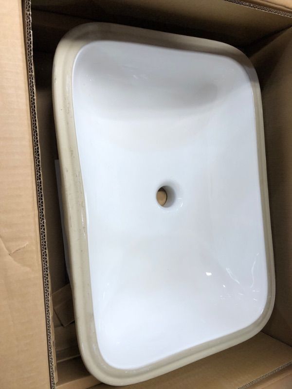 Photo 2 of 22 in. Ceramic Rectangular Undermount Bathroom Sink in White with Overflow Drain
