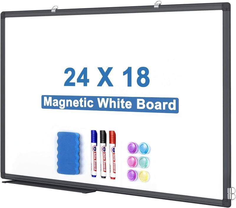 Photo 1 of TRIPOLLO Magnetic White Board for Wall 24 X 18 Inches, White Board Dry Erase Board Hanging Whiteboard with Aluminum Frame for Office Home (Black)
