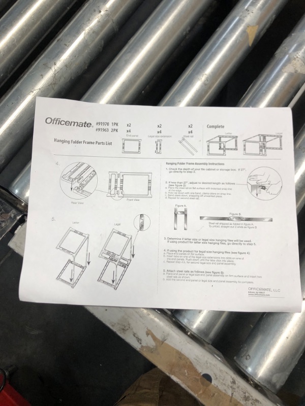 Photo 2 of Officemate Plastic Hanging File Frame, 24-27, Letter and Legal Size, 1 Set (91970)