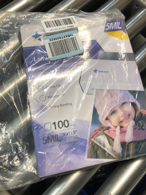 Photo 1 of *PREVIOUSLY OPENED* Optiazure Thermal Laminating Pouches 9"x11.5" Inches, 5mil 100Pack, Clear, Letter Size 5mil 100PK