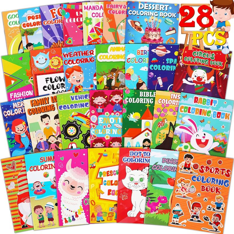 Photo 1 of 90shine 28PCS Small Coloring Books for Kids Ages 2-4,4-8 - Birthday Party Favors Gifts Goodie Bags Stuffer Fillers Classroom Activities Supplies Includes Dinosaur,Gnome,Animal(5"x7")
