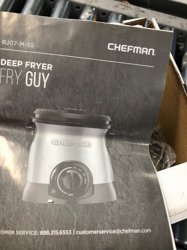 Photo 3 of Chefman Fry Guy Deep Fryer with Removable Basket, Easy-to-Clean Non-Stick Coating and Cool-to-Touch Exterior, Adjustable Temperature Control, 4.2 Cup/ 1 Liter Capacity, Stainless Steel