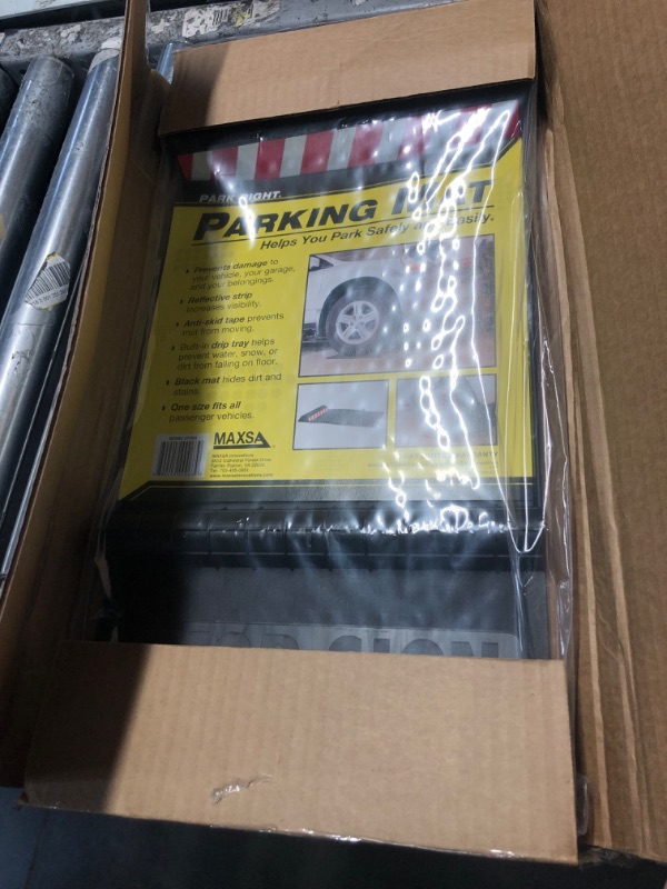 Photo 1 of Maxsa 37358-RS Park Right Perfect Parking Self Adhesive Anti-skid Parking Mat for Cars and Trucks, 2” x 11” x 21.5” Black with Reflective Strip 1-Pack Black Frustration-Free Packaging