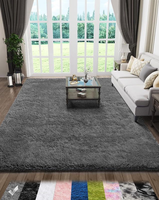 Photo 1 of Ophanie Living Room Rugs 5x8 Grey, Fluffy Shag Fuzzy Plush Soft Throw Area Rug, Gray Large Shaggy Floor Big Carpets for Bedroom, Kids Home Decor Aesthetic, Nursery
