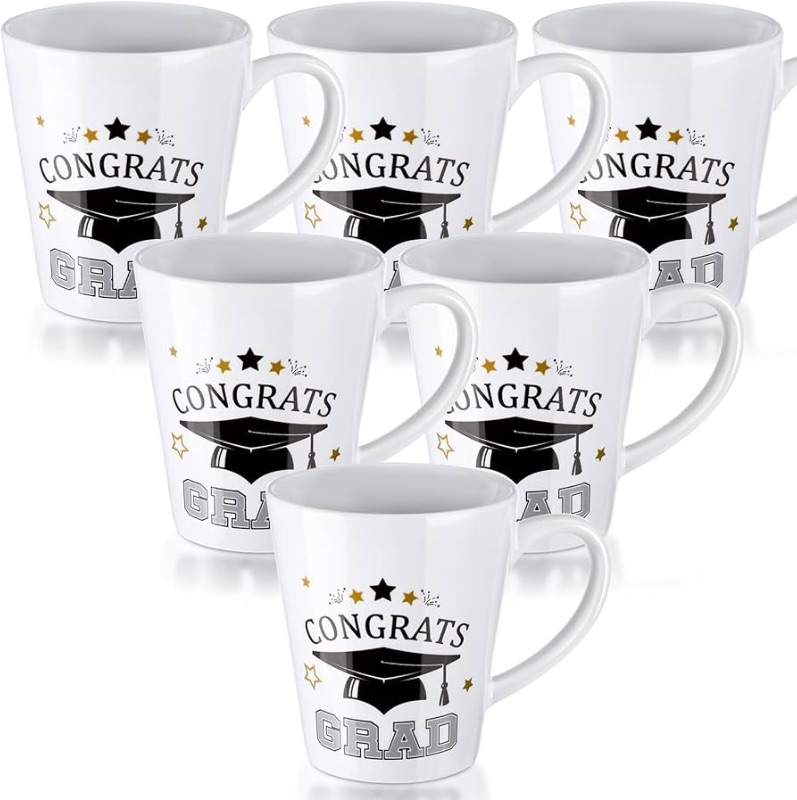 Photo 1 of 6 Pcs Graduation Coffee Mugs Graduation Gifts Set 12oz 2024 Graduation Cup Congrats Grad Coffee Mug College Ceramic Mug for Him, Her, Men, Women, Phd Masters Graduation Gifts