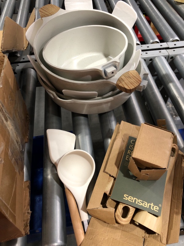 Photo 2 of **NONREFUNDABLE**FOR PARTS OR REPAIR**SEE NOTES**
SENSARTE Nonstick Ceramic Cookware Set 13-Piece, Healthy Pots and Pans Set, Non-toxic Kitchen Cooking Set with Stay-Cool Handles, Silicone Tools and Pot Protectors, PFAS and PFOA Free
