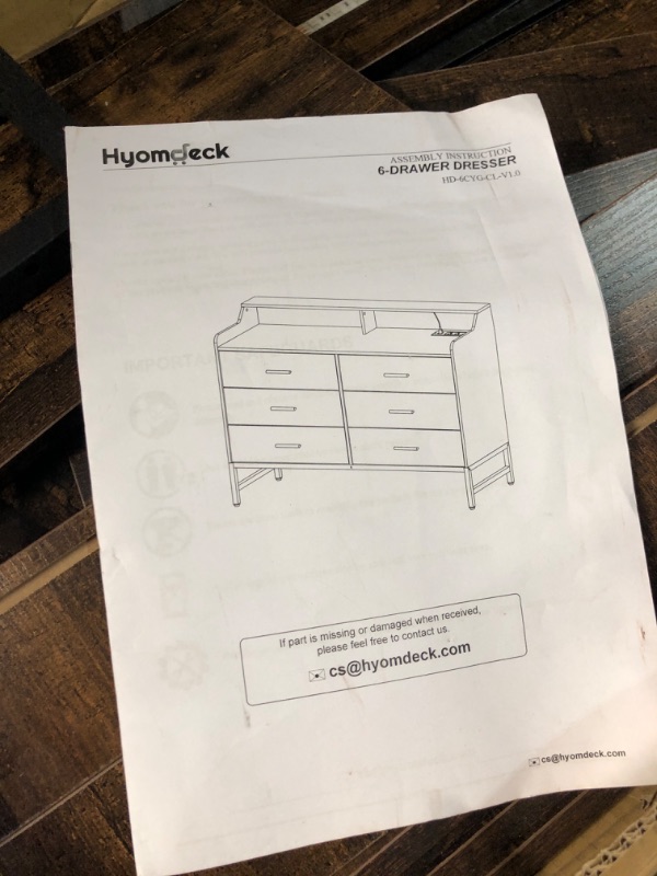 Photo 2 of (previously opened)(unknown if complete)  Dresser for Bedroom, 6 Drawer Storage Dresser with Power Outlets and Smart LED Lights